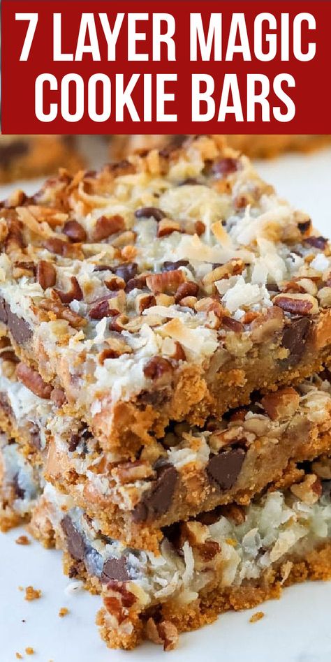 magic cookie bars Magic Cookie Bar Recipe, Sweetened Condensed Milk Recipes, Mint Desserts, Resep Brownies, Magic Cookie Bars, Classic Cookies Recipes, Dessert Bar Recipe, 7 Layer, Cookie Bar Recipes