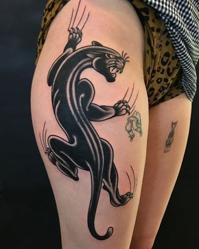 Traditional Tattoo Prints, Traditional Panther Tattoo, Angle Tattoo, Black Panther Tattoo, Panther Tattoo, Dragon Tattoo For Women, Traditional Tattoo Sleeve, Tatuaje A Color, Traditional Tattoo Design