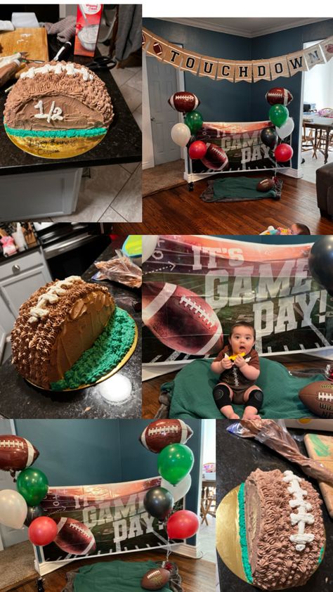 Half birthday idea! Football Half Birthday, Half Birthday Theme, Half Birthday, It Game, Football Birthday, Football Boys, Theme Party, Birthday Theme, Birthday Party Themes