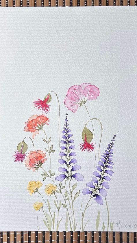 Delicate Watercolour Florals  Wildflowers Flowers Original not a print.  For reference please refer to my Instagram page @nadz1967 Original signed art 1 of 1  Ready to frame Thank you so much for your visit 😊 Flower Watercolor Art, Free Watercolor Flowers Printable, Wild Flowers Watercolor Paintings, Watercolour Wildflowers, Watercolour Flowers Simple, Watercolor Art Flowers, Wildflower Watercolor Easy, Watercolour Flower, Watercolour Flowers