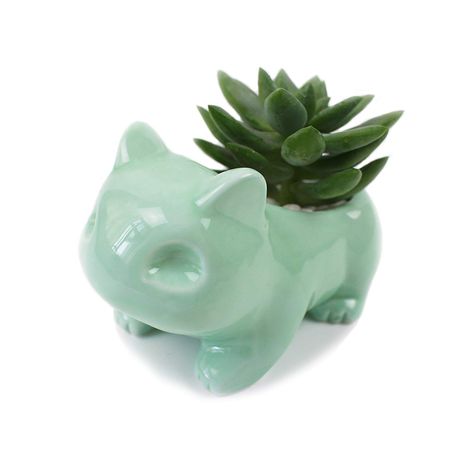 Pin Si Jia Green Ceramic Flowerpot Glazed Pottery Succulent Pot Cute Planter Flower Pot with Hole: Amazon.co.uk: Garden & Outdoors Bulbasaur Planter, Ceramic Succulent Pots, Ceramic Succulent Planter, Ceramic Succulent, Ceramic Flower Pots, Ceramic Plant Pots, Cactus Y Suculentas, Green Ceramics, Cactus Flower