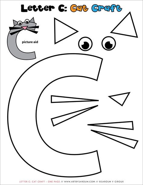 Letter C Template, Letter C Craft, Cat Crafts Preschool, C Craft, Letter C Activities, Letter C Crafts, Preschool Letter Crafts, Alphabet Crafts Preschool, C Is For Cat