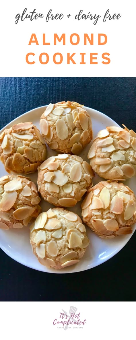 Gluten Free Almond Cookies, Complicated Recipes, Dairy Free Cookies, Pan Sin Gluten, Gluten And Dairy Free, Almond Flour Recipes, Almond Cookies, Easy Cookie Recipes, Gluten Free Cookies