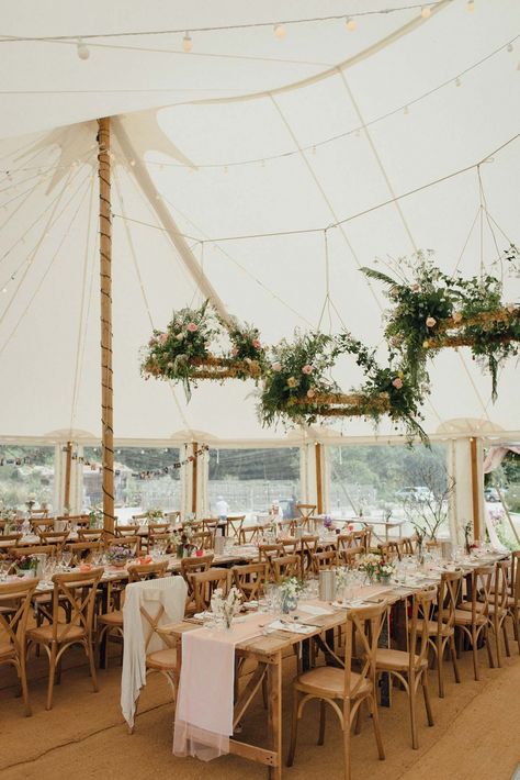 Uk Garden Wedding, Cornish Wedding Ideas, Marquee Interior, Midsummer Wedding, Cornwall Garden, Cornish Wedding, Cornwall Wedding, Wedding Marquee, Wild Garden