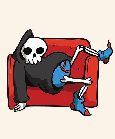 Funny Grim Reaper Lazy Chilling design. Cartoon Grim Reaper Drawing, Grim Reaper Wallpaper Cartoon, Grim Reaper Funny, Funny Grim Reaper Art, Grim Reaper Cartoon, Alien Workshop, Moon Drawing, The Grim, Grim Reaper