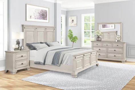 Stevison Solid Wood Standard 4 Piece Bedroom Set 5 Piece Bedroom Set, Wood Bedroom Sets, Bed Dresser, Queen Panel Beds, Bedroom Sets Queen, Dresser Mirror, Mirrored Nightstand, Bed Lights, Wood Bedroom