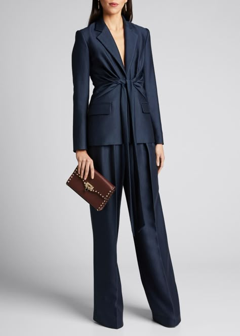 Boss Clothing, Business Professional Outfits, Wide Leg Pant Suit, Business Attire Women, Silk Blazer, Corporate Fashion, Guest Attire, Gabriela Hearst, Woman Suit Fashion