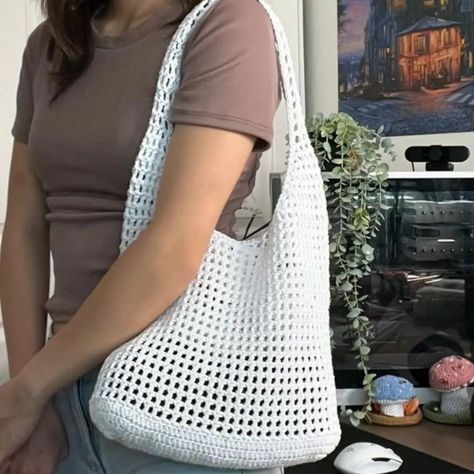 Mesh Bag Crochet 🌬️ | Colour varieties available. White- out of stock, others available Mesh Bag Crochet, Crochet Mesh Bag, Bag Crochet, Mesh Bag, White Out, Mesh, Crochet, White