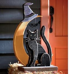 Tre Kunst, Halloween Wood Crafts, Halloween Table Decorations, Halloween Crafts Decorations, Country Door, Wood Cat, Scary Halloween Decorations, Fall Halloween Crafts, Rustic Holiday