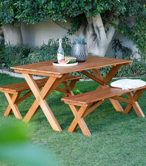 Wood Picnic Table, Kursi Outdoor, Folding Picnic Table, Picnic Style, Outdoor Picnic Tables, Mesa Exterior, Patio Dining Set, Patio Table, Outdoor Dining Table