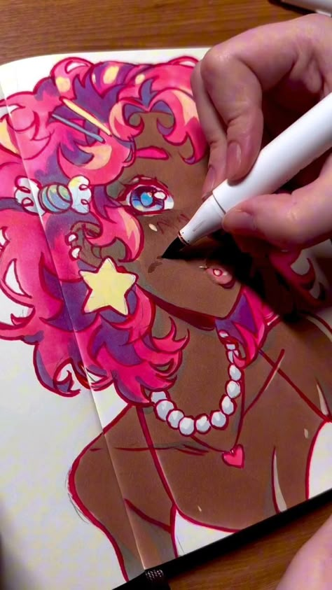 Cr: @paintedtrash on Insta #painting #paint #sketch #art #mlp #mlpfanart #pinkiepie Pink And Blue Drawing, Art Tips Traditional, How To Improve Art Style, Cute Art Styles Tutorial, Felt Tip Pen Art Drawings, Christmas Drawings Art Sketch, Making Art Aesthetic, Marker Painting Ideas, Birthday Art Drawings