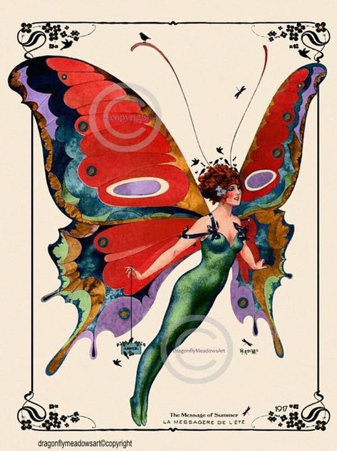 Art Deco Butterfly, Book Fashion, Butterfly Girl, Fantasy Land, Vintage Fairies, Alphonse Mucha, No Limit, Fairy Art, Butterfly Art