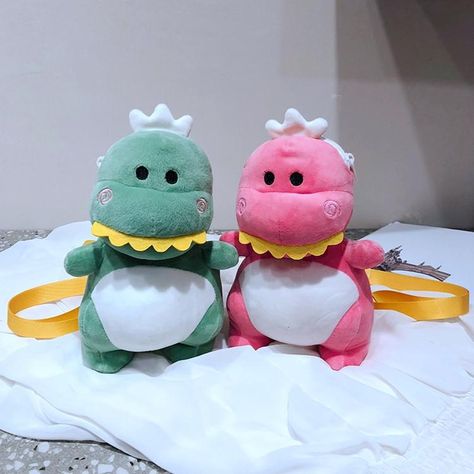 Dino Lucu, Dinosaur Plush Toy, Dinosaur Backpack, Kawaii Bags, Kawaii Dinosaur, Dinosaur Plush, Plush Bags, Cartoon Dinosaur, Cute Dinosaur