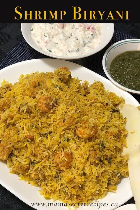 Shrimp And Rice Dishes, Biryani Rice Recipe, Shrimp Biryani, Biryani Rice, Curry Shrimp, Easy Shrimp, Biryani Recipe, Caribbean Recipes, Sea Food