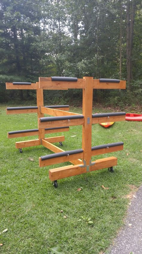 Wooden Kayak Storage Rack, Kayak Racks For Storage, Canoe Rack Outdoor, Kayak Storage Racks Outdoor, Kayak Rack Diy Wood, Diy Kayak Rack, Diy Kayak Storage Rack, Paddleboard Storage, Kayak Rack Diy