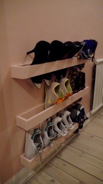 Shoe Rack Plans, Wall Shoe Storage, Wall Shoe Rack, Shoe Storage Small Space, Diy Shoe Storage, Diy Shoe Rack, Closet Shoe Storage, Diy Shoe, Camper Makeover