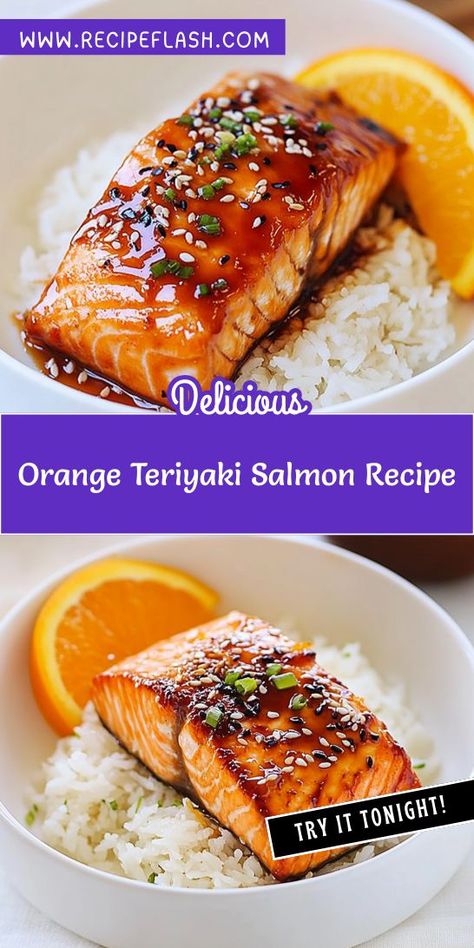 Elevate your dinner with this Orange Teriyaki Salmon Recipe! Juicy salmon fillets glazed with a tangy orange teriyaki sauce create a delightful flavor combination. Perfectly paired with steamed rice or veggies, this dish is a must-try for any salmon lover. Enjoy a taste of the tropics tonight! Orange Teriyaki Salmon, Salmon Recipes Baked Air Fryer, Orange Salmon Recipes, Salmon Teriyaki Recipe, Teriyaki Glaze, Salmon Bowl, Orange Salmon, Teriyaki Salmon, Orange Sauce