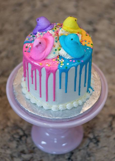 Peep Cake, Easter Cake Designs, Easter Themed Cakes, Easter Desserts Cake, Easter Cake Decorating, Easter Basket Cake, Peeps Cake, Easter Deserts, Easter Cake Pops