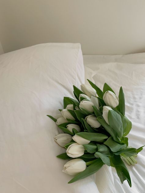 #flowers #aesthetic #decor #summerstyle Flowers On Bed, Coffee In Bed, Flowers Bouquet, Tulips, Bed Pillows, Pillows, Bed, Flowers