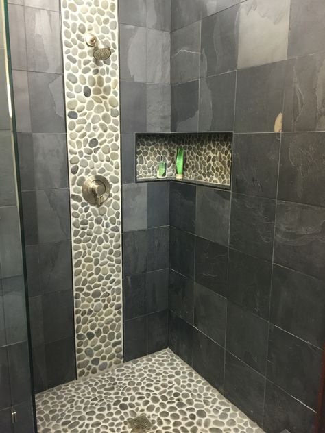 Kota Stone Bathroom Design, Pebble Tile Shower Ideas, Bathroom Wall Tile Design, Tub To Shower Remodel, Construction Art, Toilet Tiles, Full Bathroom Remodel, Walk In Bathtub, Bathroom Shower Design