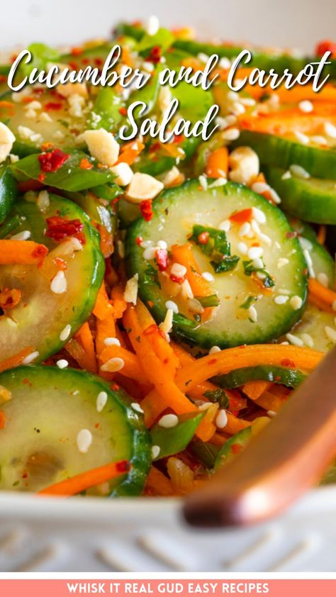 Cucumber and carrot salad Cucumber Carrot Salad, Carrot Salad Recipes, Lake Food Ideas Summer, Food Ideas Summer, Lake Food Ideas, Asian Salad, Best Salad Recipes, Cucumber Recipes, Carrot Salad