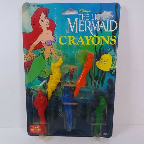 Rare New Vintage Little Mermaid Molded Crayons Eric Ariel King Triton Scuttle Molded Crayons, Flounder And Sebastian, King Triton, Disney Princess Dolls, Mermaid Disney, Gadgets And Gizmos, Princess Dolls, Little Mermaid, Kid Stuff