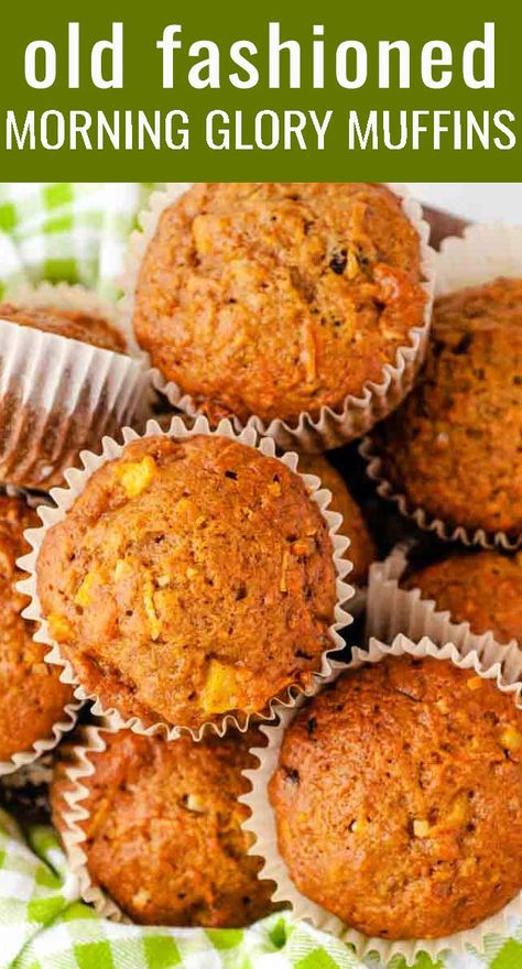 Morning Snacks, Morning Glory Muffins Recipe, Glory Muffins, Morning Glory Muffins, Muffins Healthy, Carrot Muffins, Homemade Muffins, Morning Snack, Easy Morning