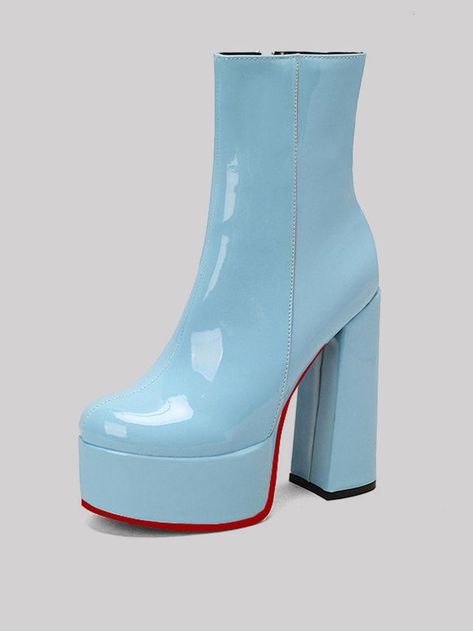 Blue boot heels👠👠 . . . . #stazax #love #fyb Light Blue Platform Boots, Light Blue Chunky Heels, Baby Blue Boots, Blue Platform Boots, Blue Chunky Heels, Blue Platform Shoes, Red Bottom Shoes, Gogo Boots, Blue Boots