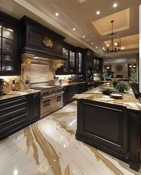 Mansion Kitchen, Desain Pantry, House Interior Design Styles, Kitchens Design, Dream Kitchens Design, Dream Life House, Marble Counter, Mansion Interior, Luxury Kitchen Design