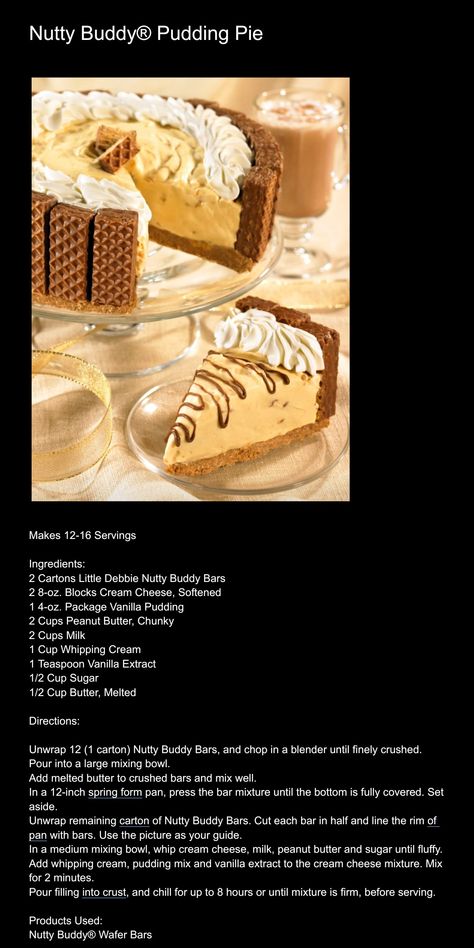 No Bake Nutty Buddy Pie, Nutty Buddy Pudding Pie, Nutty Buddy Cheesecake Recipe, Nutty Bar Cheesecake, Nutty Buddy No Bake Pudding Pie, Nutty Buddy Cake Recipe, Nutty Buddy Cheesecake, Nutty Buddy Dessert, Nutty Buddy Pie Recipe