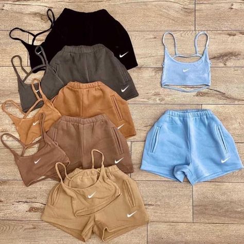 Go Girly Boutique’s Instagram post: “Ready for the summer 🌞 Cami Nike Sets are now available LIMITED STOCK LADIES ‼️ Click the link in our bio” Cute Nike Outfits, Two Piece Short Set, Crop Top Set, Summer Streetwear, Cute Lazy Outfits, Tomboy Style Outfits, Trendy Summer Outfits, Causual Outfits, Cute Comfy Outfits