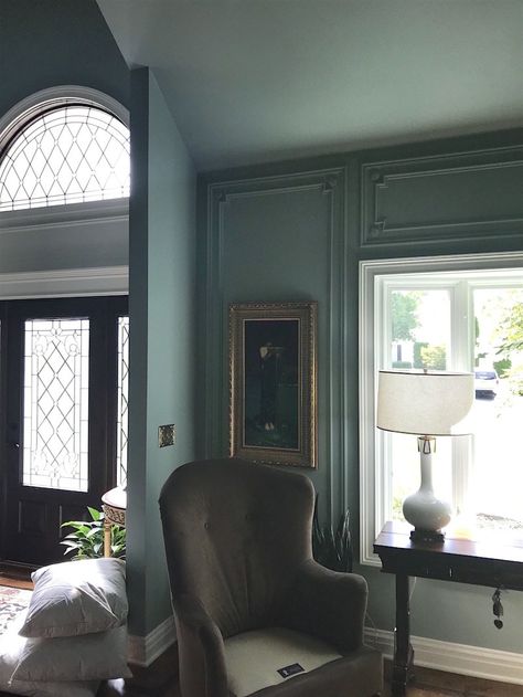 interior decorating lessons gorgeous entrance-Benjamin Moore Wythe Blue HC-143jpg Farmhouse Paint Color, Benjamin Moore Wythe Blue, Farmhouse Decor Trends, Benjamin Moore Blue, Wythe Blue, Blue Wall Colors, Dining Room Paint, Farmhouse Paint, Farm House Colors