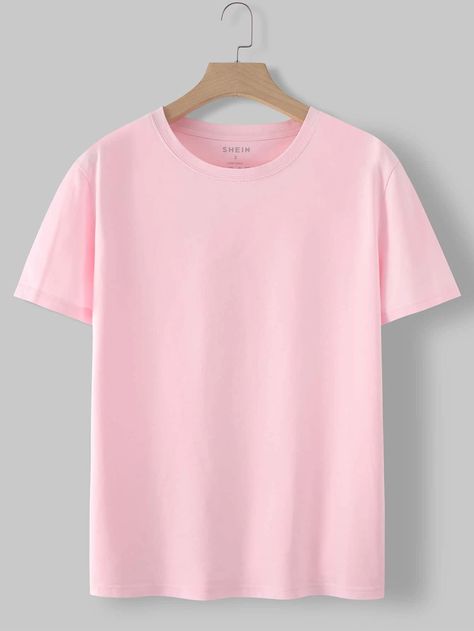 Pink T Shirt, Trendy Pink T-shirt Solid Color, Pink Short Sleeve T-shirt, Pink Cotton T-shirt With Short Sleeves, Cheap Pink Cotton T-shirt, Cheap Pink Short Sleeve T-shirt, Plain Tee Shirts, Hoodie Drawing, Shirt Display