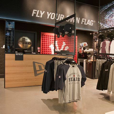 New Era Unveils New Retail Concept in Westfield Stratford by Checkland Kindleysides New Era Store, Westfield Stratford, Stratford London, Shoe Store Design, Clothing Store Displays, Retail Store Interior Design, Clothing Store Interior, Clothing Store Design, Store Design Boutique