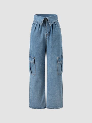 I found this amazing High Waist Solid Pocket Loose Straight Leg Denim Jeans with US$47.99,and 14 days return or refund guarantee protect to us. --Newchic Celana High Waist Jeans, Pant Trends, Amazing Outfits, Denim Style, Trouser Style, Straight Leg Denim, Pants Design, Virtual Closet, Denim Trousers