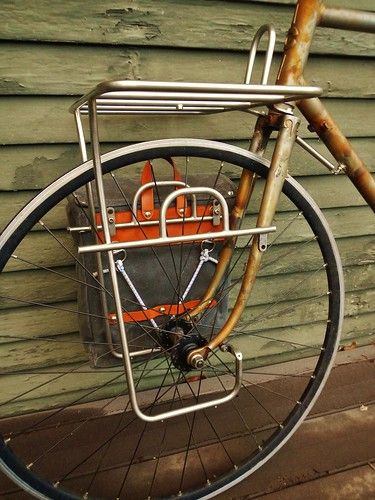 Touring Rack w/ Platform | Handmade touring bicycle, rack, a… | Flickr Bicycle Parking Design, Bicycle Sidecar, Bicycle Paint Job, Bike Cart, Bicycle Diy, Bike Hanger, Bicycle Camping, Touring Bicycles, Bicycle Panniers