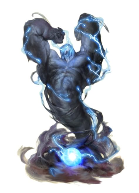 Dnd Elemental Art, Air Elemental Dnd, Air Monster, Elemental Gods, Elemental Person, Thunder Elemental, Lightning Elemental Art, Air Elemental Art, Electric Creature