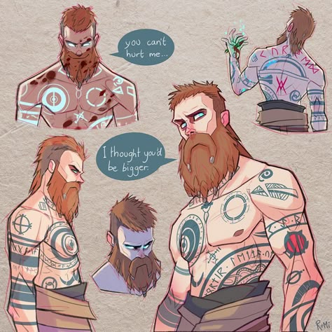 (1) MissRoMayo (@RominaTempest) / Twitter Atreus And Calliope, Viking Character, God Of Wars, Active On Instagram, Character Design Male, Norse Mythology, Junk Drawer, Freelance Illustrator, Fantasy Character Design