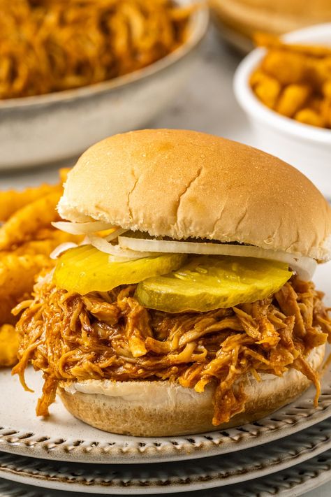 Slow Cooker Spicy Honey Chicken Sandwiches Slow Cooker Honey Chicken, Hot Honey Chicken Sandwich, Honey Chicken Sandwich, Spicy Honey Chicken, Magical Slow Cooker, Spicy Chicken Sandwiches, The Magical Slow Cooker, Salad Toppers, Chicken Sandwich Recipes