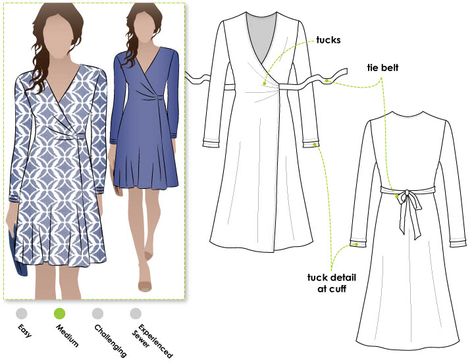 Dress Pattern For Women, Wrap Dress Sewing Patterns, Style Arc, Wrap Dress Pattern, Kate Dress, Knit Wrap Dress, Diy Vetement, Sew Easy, Knit Wrap