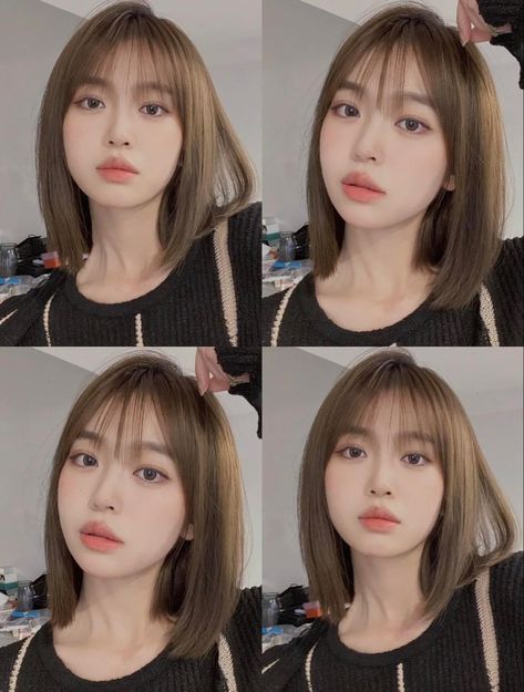 Rebonded Hair With Bangs, Short Hair Rebonded, Rebonded Hair, The Butterfly Haircut, Ulzzang Short Hair, Butterfly Haircut, Korean Hair Color, Short Hair Tomboy, Hair Inspiration Long