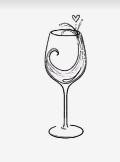 Wine Lover Tattoo Ideas, Champagne Flute Tattoo, Wine Tatoos Ideas, Matching Wine Glass Tattoo, Flute Tattoo, Wine Glass Drawing, Wine Glass Tattoo, Wine Tattoo, Friendship Tattoo