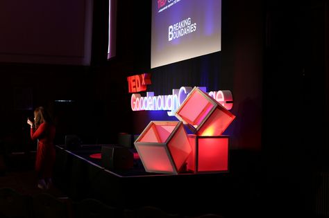 #TEDx #Reception #Stage #X #DesignIdeas #Design TEDxGoodenoughCollege Tedx Stage Decor, Tedx Stage Design Ideas, Tedx Decoration Ideas, Corporative Events, Stage Box, Corporate Events Decoration, 1st Anniversary, Stage Design, Box Design