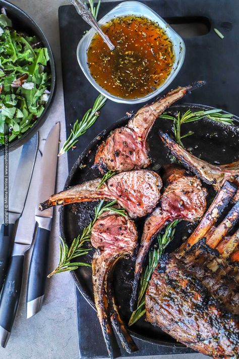 French Lamb Rack Recipes, French Rack Of Lamb Recipes, Rack Of Lamb Recipes Grilled, Grilled Rack Of Lamb Recipes, Sauces For Lamb, Rack Of Lamb Marinade, Rack Of Lamb Recipes, Lamb Rib Chops, Rosemary Marinade