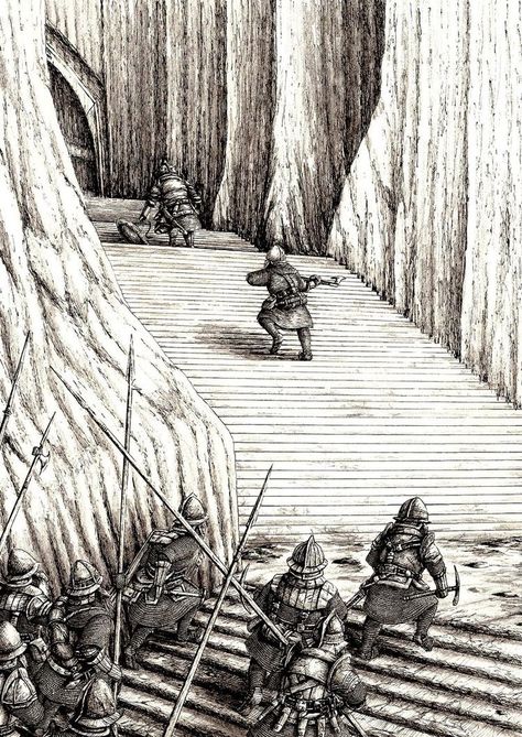 Osr Rpg, Tolkien Artwork, Hole In The Ground, The Dwarves, John Howe, Hobbit Art, Warriors Illustration, Middle Earth Art, Dungeons And Dragons Art