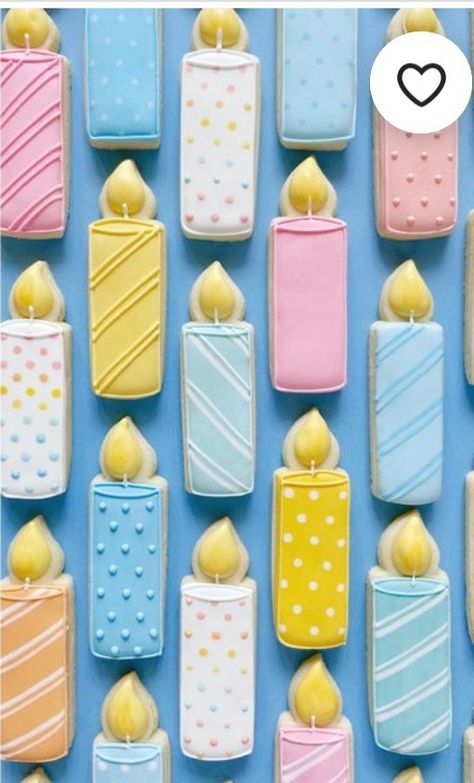 Birthday Candle Cookies, Candle Sugar Cookies, Making Sugar Cookies, Cookie Sticks, Cookie Decorating Party, Candle Cookies, Sugar Cookie Royal Icing, Instagram Light, Cookie Business