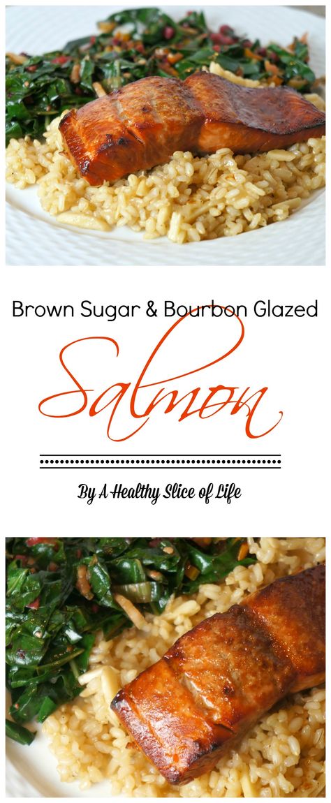 brown sugar and bourbon glazed salmon- quick and foolproof - delicious! Broiled Salmon Recipes, Bourbon Salmon, Bourbon Glazed Salmon, Quick Salmon, Healthy Slice, Salmon Glaze Recipes, Garlic Butter Salmon, Bourbon Glaze, Broiled Salmon