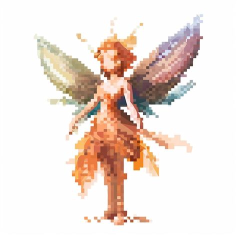 Premium Photo | Pixel art of a fairy with a leaf on her wings Fairy Pixel Art, Pixel Art Fairy, Pixel Fairy, Photo Pixel, Fairy Outfit, Pixel Art Templates, Art Templates, Game Concept Art, Image Icon