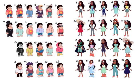 Steven and Connie and their different outfits!! Connie Steven Universe, Steven Universe Theories, Halloween 23, Steven Universe Funny, Space Rock, Star Vs The Forces, Character Sheet, Force Of Evil, Drawing Challenge