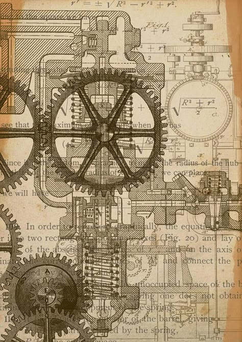 Victorian Science Aesthetic, Steampunk Mood Board, Invention Aesthetic, Steampunk Wallpaper Backgrounds, Mechanical Style Art, Time Machine Aesthetic, Vintage Science Aesthetic, Gears Aesthetic, Vintage Science Illustration